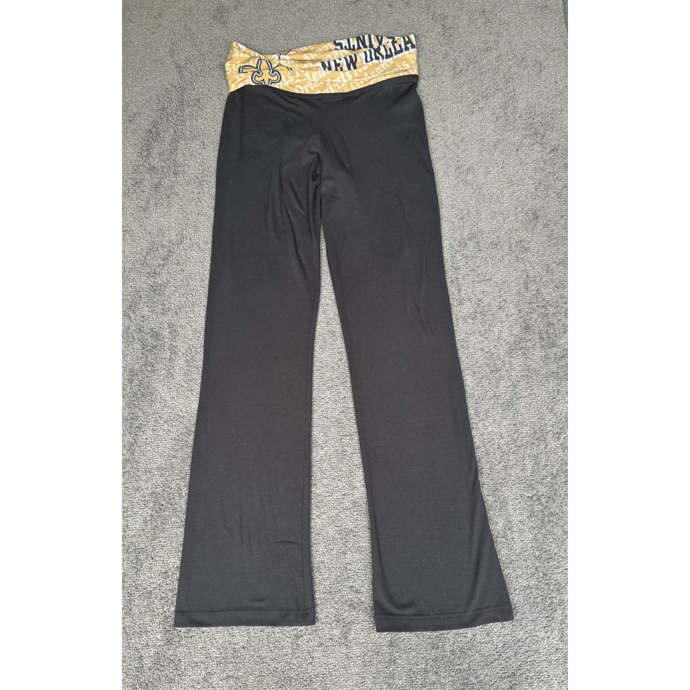 NFL Team Apparel New Orleans Saints Womens Small Black Gold Lounge Pants Bootcut